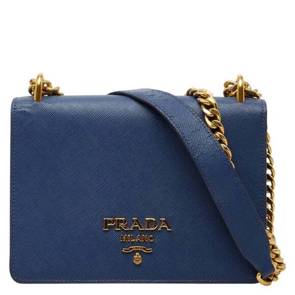Prada Handbags - PRADA Blue Leather Saffiano Shoulder Bag